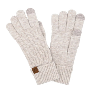 C.C Chain Link Knit Smart Touch Gloves | Oatmeal