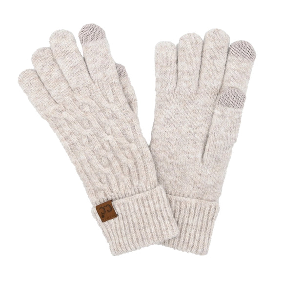 C.C Chain Link Knit Smart Touch Gloves | Oatmeal