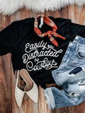 Easily Distracted By Cowboys Tee | Black