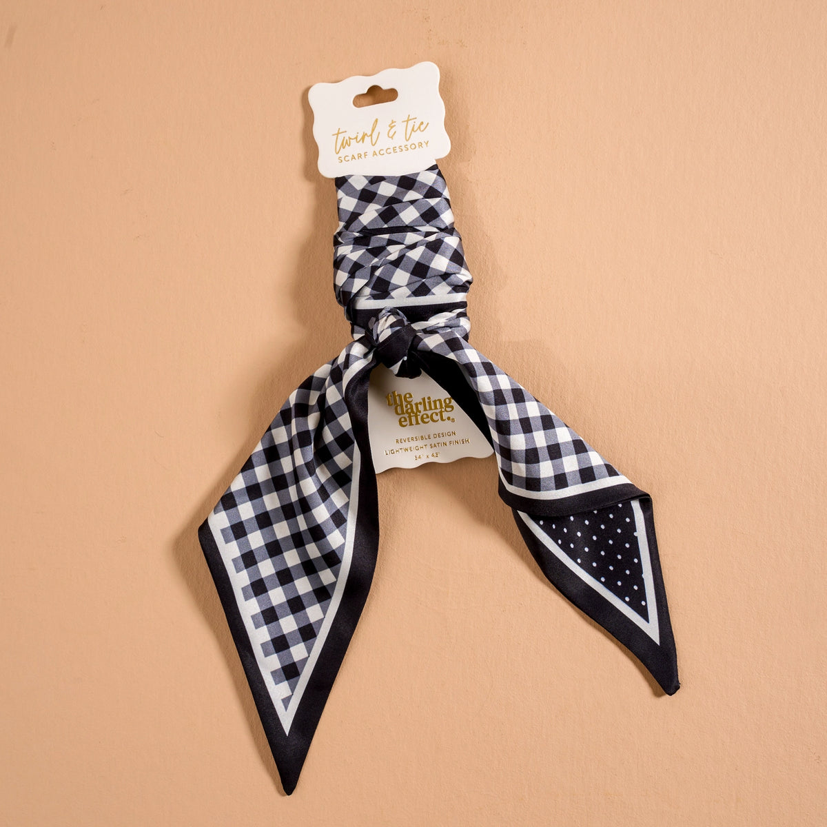 Twirl & Tie Scarf Accessory | Gingham Black