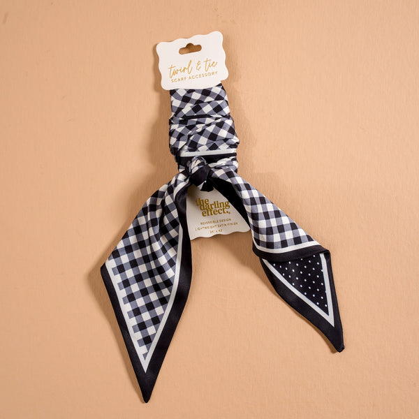 Twirl & Tie Scarf Accessory | Gingham Black
