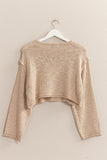 Cropped Seam Detail Pullover Sweater | Tan