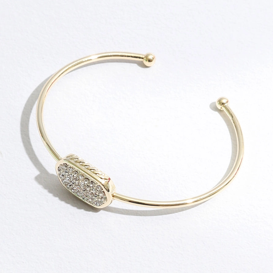 Oval CZ Bangle Bracelet | Gold