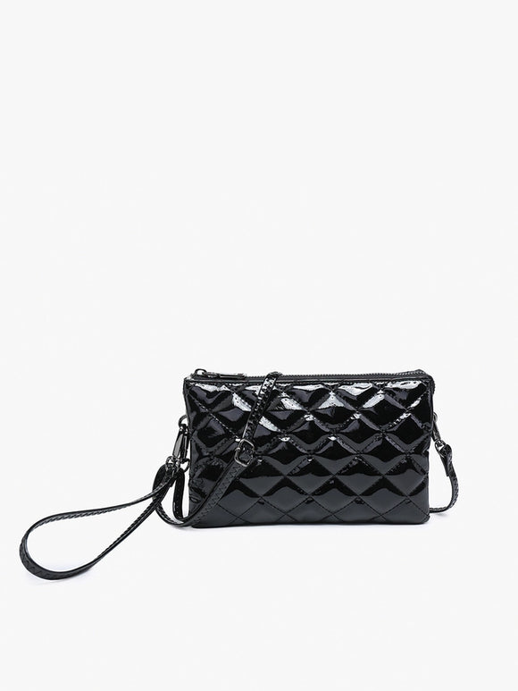 Riley High Gloss Crossbody Bag | Black