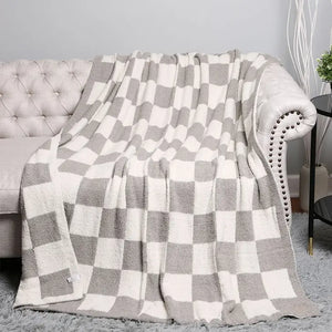 Comfy LUXE Checker Blanket | Grey