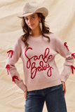 Santa Baby Ribbon Bow Sweater Top | Blush