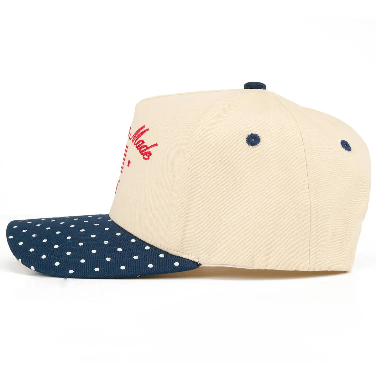 American Made Polka Dot Trucker Cap | Navy Blue
