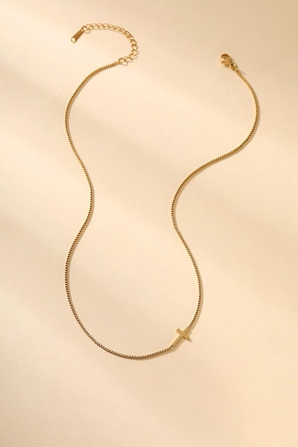 Sideways Cross Necklace | 18k Gold Dipped