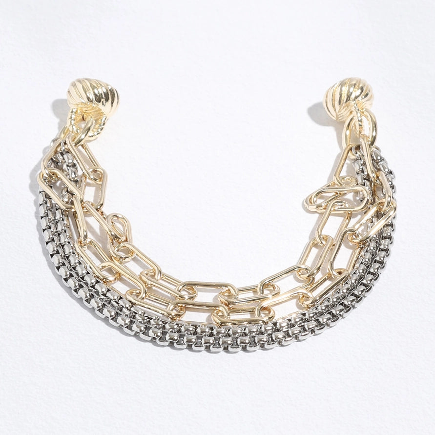Two Tone Multi Chain Bracelet | Gold/Silver