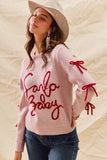 Santa Baby Ribbon Bow Sweater Top | Blush