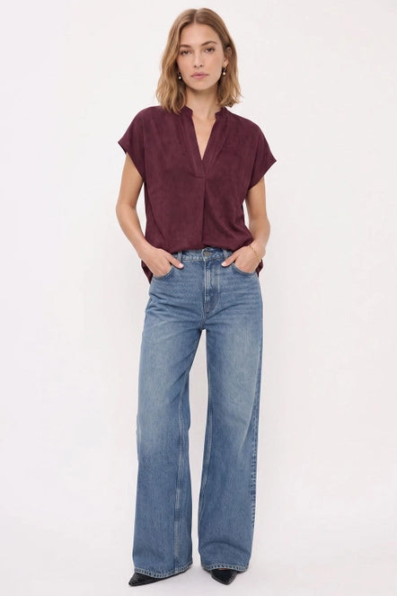Soft Matte V-Neck Top | Wine