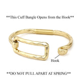 Hammered Rectangle Bangle Bracelet | Worn Gold