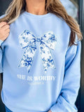 She Is Worthy Sweatshirt | Light Blue