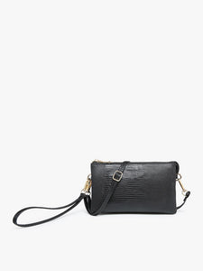 Riley Lizard Crossbody Bag | Black