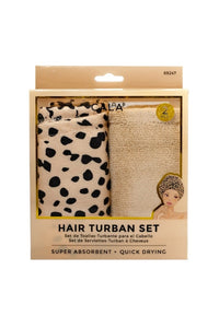 CALA Hair Turban Set | Cheetah+Beige
