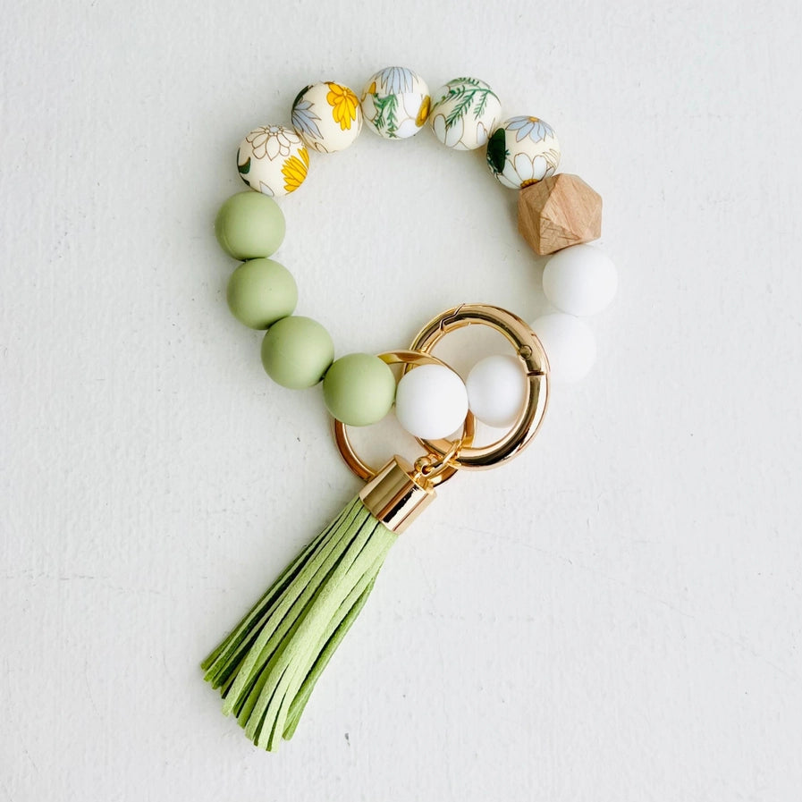Floral Key Ring Bangle | Green