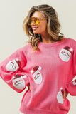 Sequin Santa Patch Sweater | Pink