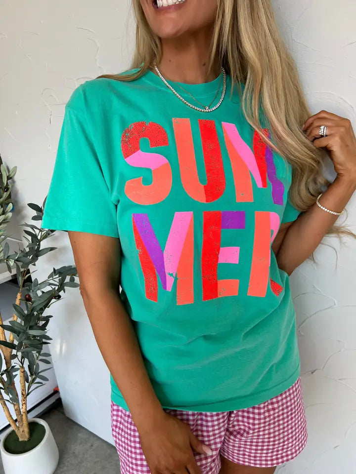 Summer Colorblock Bright Tee | Island Green