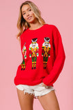 Sequin Nutcrackers Sweater Top | Red