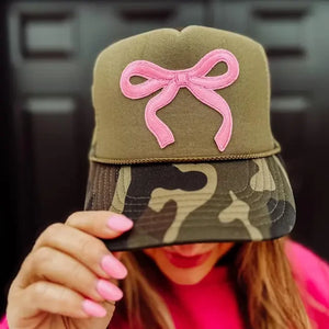 Pink Bow Foam Trucker Cap | Camo