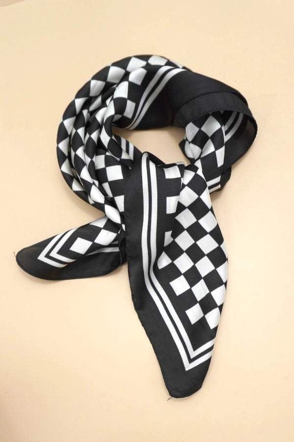 Silky Wild Rag Scarf | Black Checker