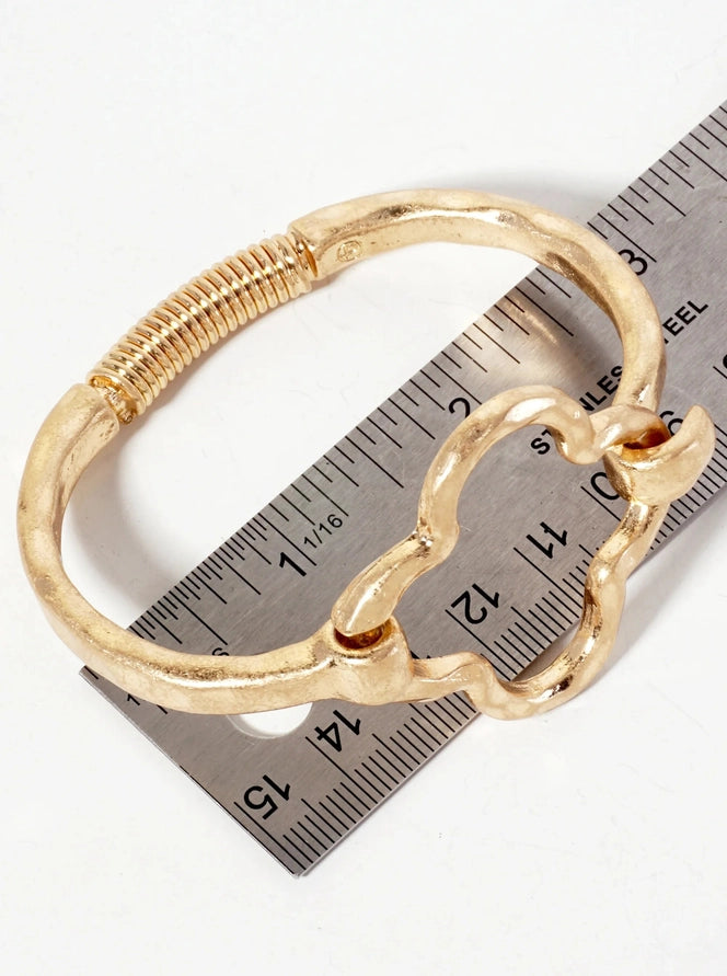 Hammered Clover Bangle Bracelet | Worn Gold
