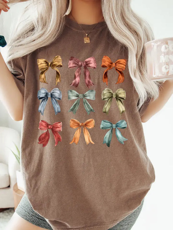 Fall Colors Bow Tee | Espresso