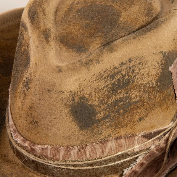 Distressed Western Cowboy Hat | Light Brown
