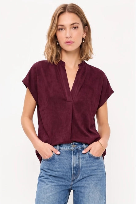 Soft Matte V-Neck Top | Wine