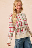 Christmas Plaid Sweater Top | Cream