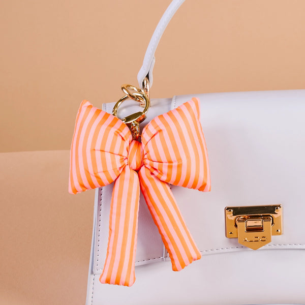 Puffy Bow Bag Charm | Sherbert Stripes