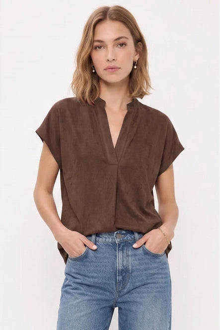 Soft Matte V-Neck Top | Chocolate