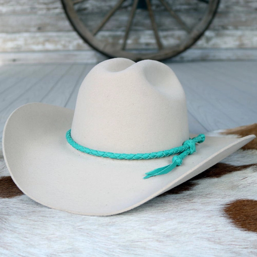 Leather Braided Hat Band | Turquoise