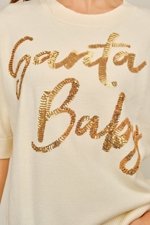 Santa Baby Sequin Top | Cream