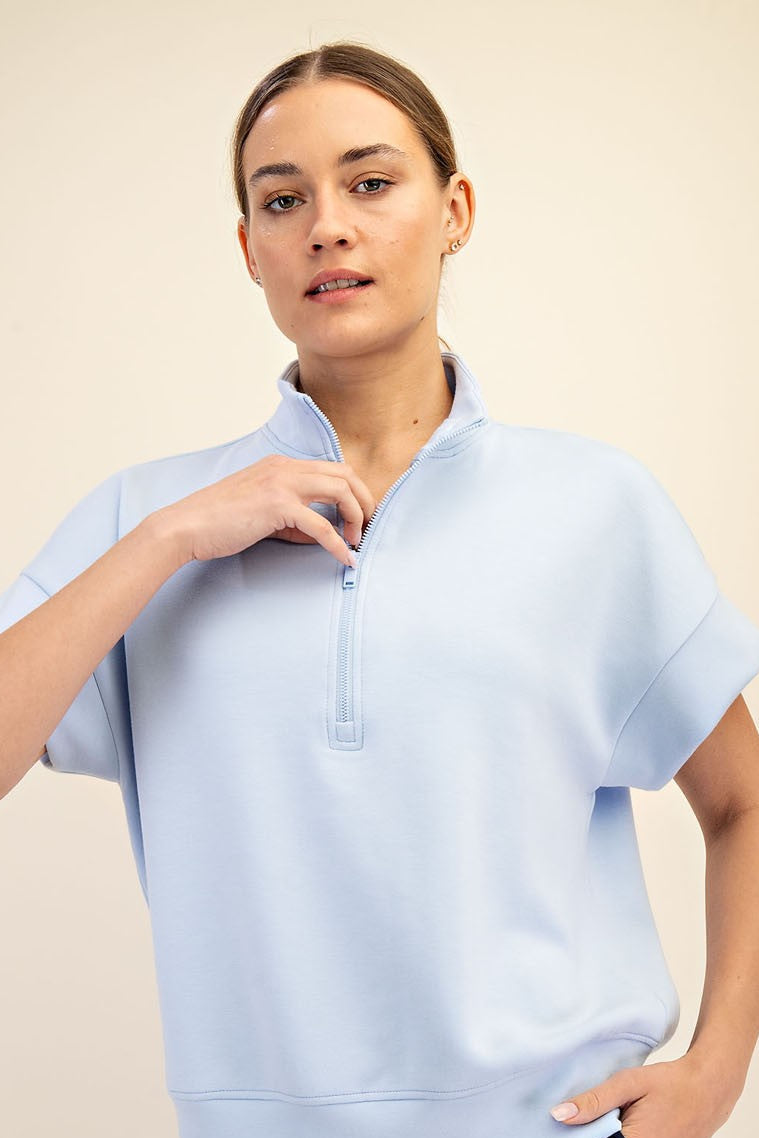 Scuba Luxe Quarter Zip Top+Pants Set | Frost
