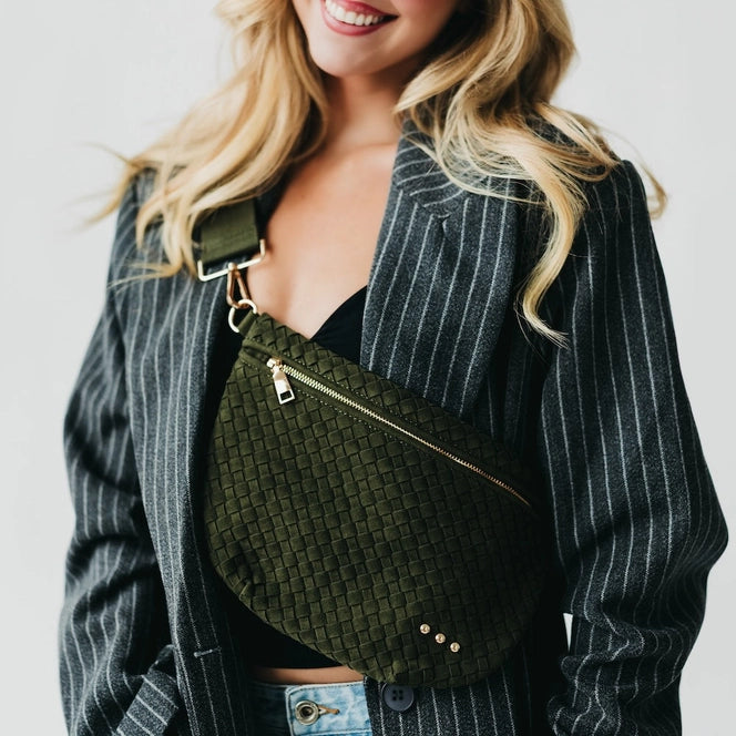 Suede Westlyn Woven Bum Bag | Olive