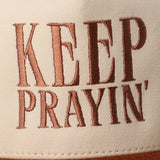 Keep Prayin Suede Trucker Cap | Cinnamon