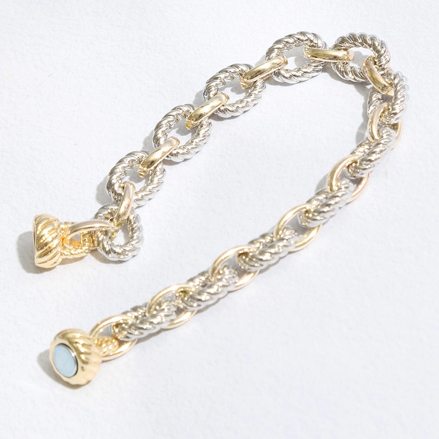 Two Tone Twisted Chain Bracelet | Silver/Gold