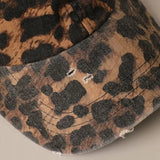 Leopard Distressed Mesh Baseball Cap | Black