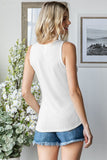 Pointelle Button Front Tank Top | Off White