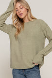 Mock Neck Raised Seam Sweater | Heather Olive