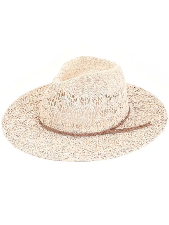 C.C Horseshoe Lace Knit Sun Hat | Beige