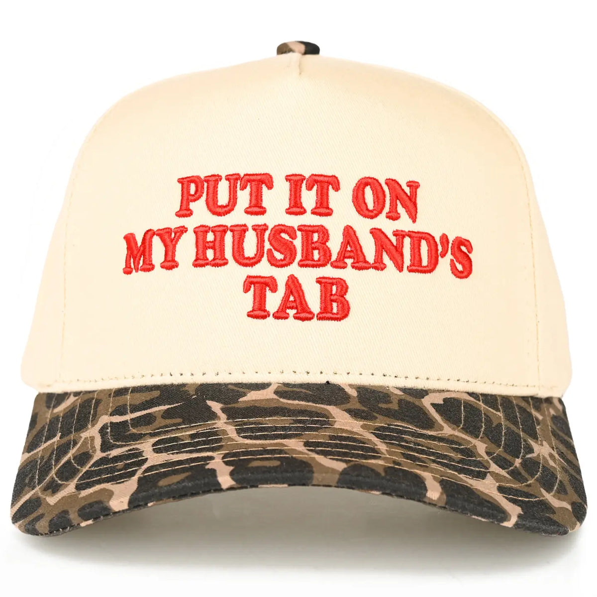 Put It On My Husband's Tab Trucker Cap | Leopard