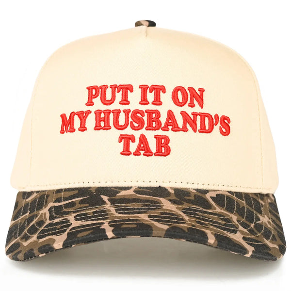 Put It On My Husband's Tab Trucker Cap | Leopard