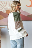 Leopard Raglan Top | Cream+Olive