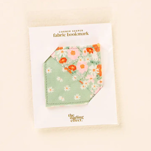 Corner Keeper Fabric Bookmark | Bouquet Beauty Sage