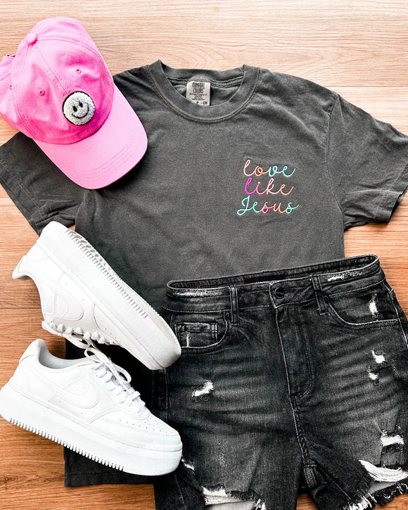 Love like Jesus Embroidered Tee | Charcoal