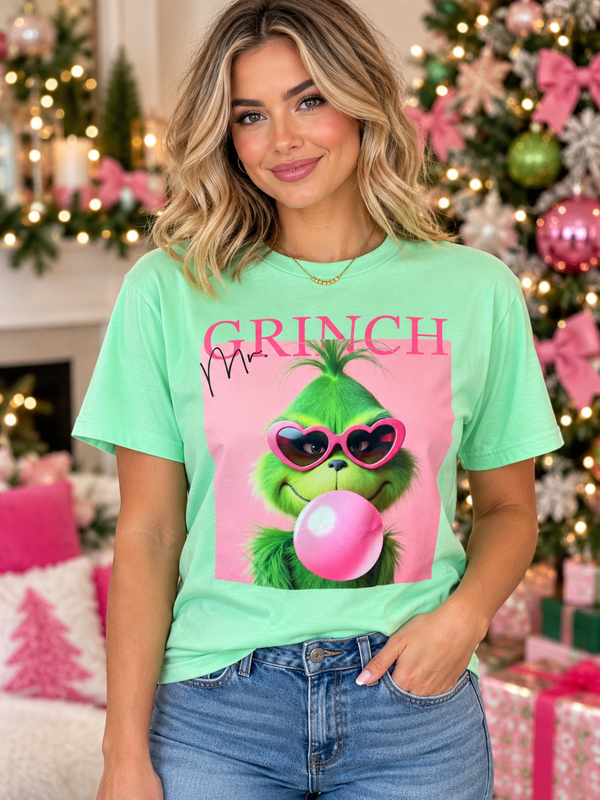 **Youth sizes available! Mr. Grinch Bubblegum Tee | Mint Green