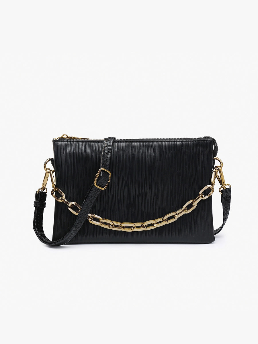 Izzy Textured Vegan Leather Crossbody Bag | Black