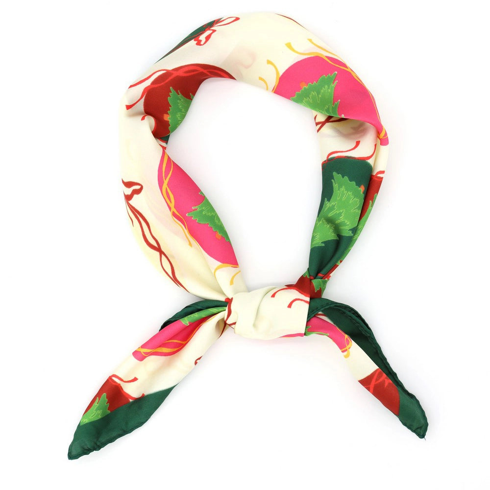 Bubble Trees Christmas Square Bandana Scarf | Ivory